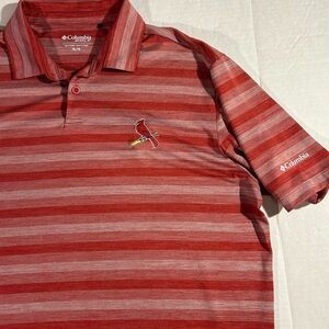 Columbia Golf Mens St. Louis Cardinals Striped Polo Shirt sz XL Red MLB Baseball